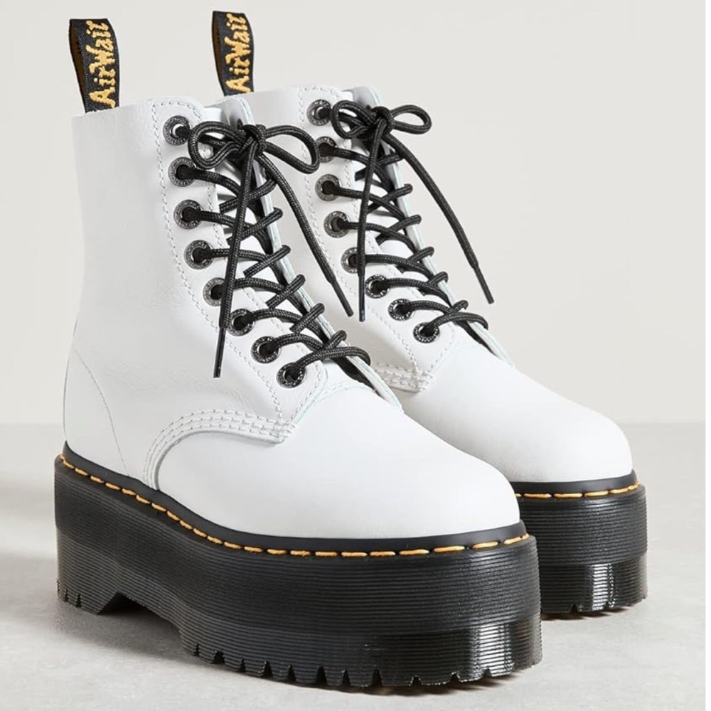 Dr. Martens White Platform Combat Boots